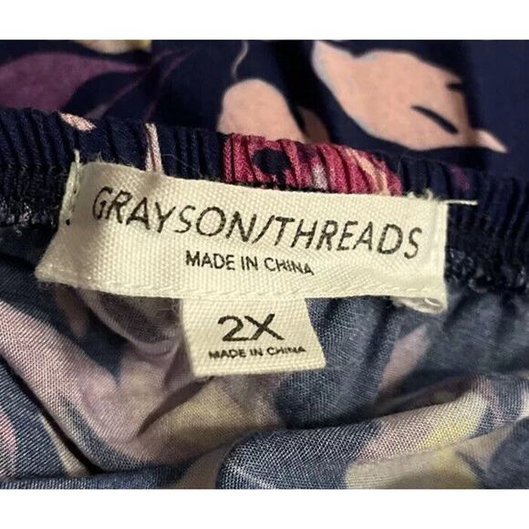 2X Grayson Threads Floral Multi-Color Off Shoulder Adjustable Strap Womens Top - Picture 10 of 11
